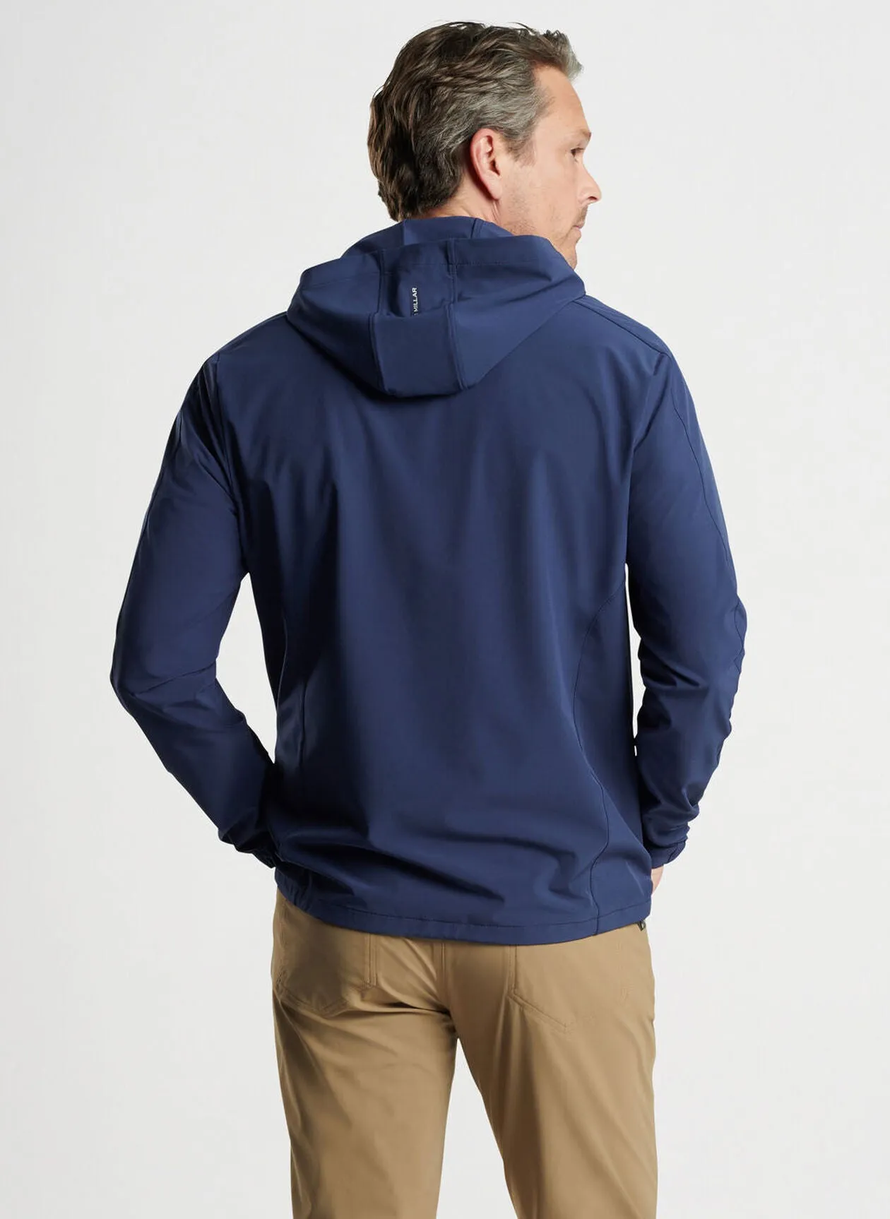 Peter Millar Mens Tailored Fit Quest Half Zip Hoodie - NAVY