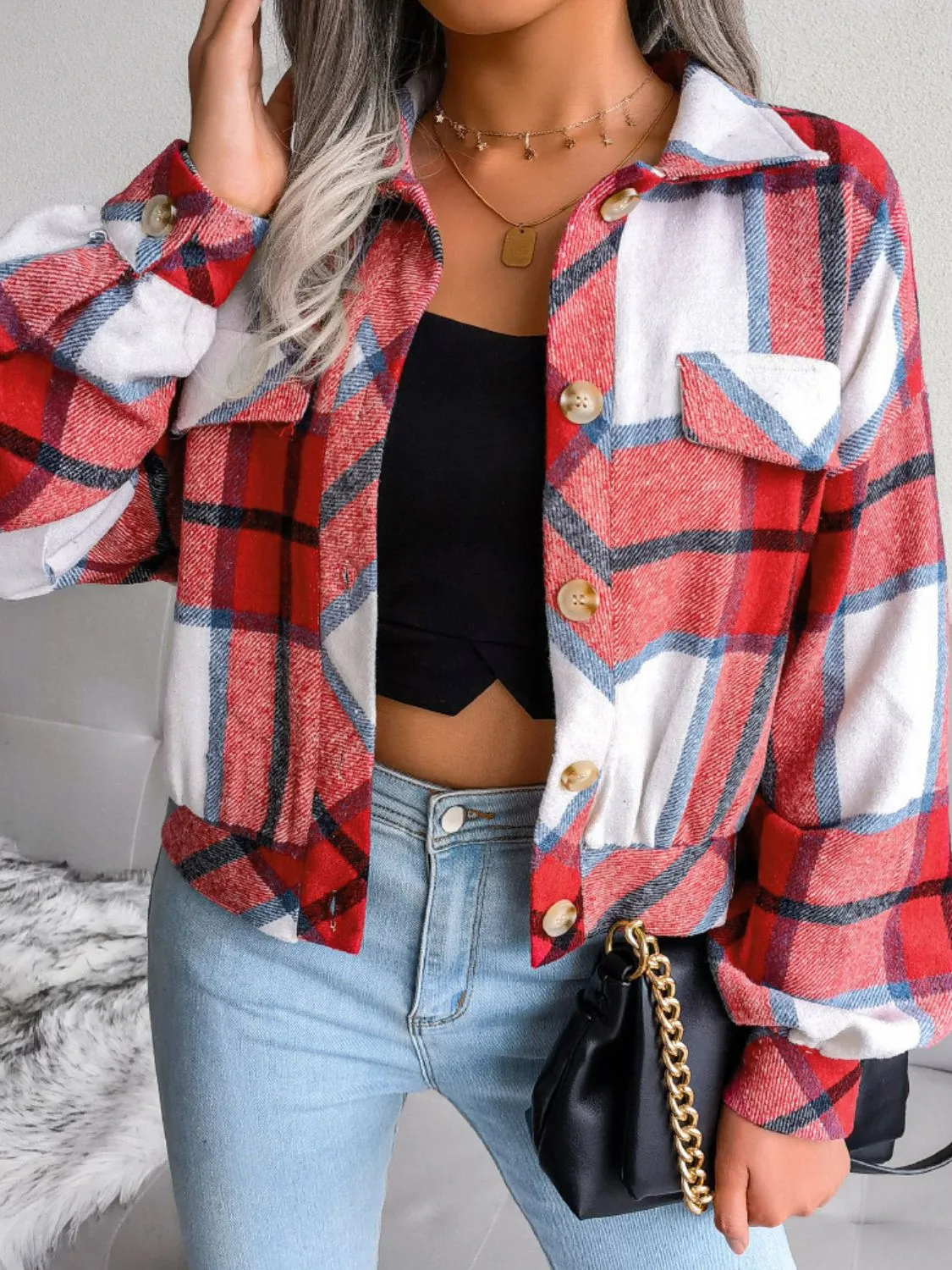 Plaid Drop Shoulder | Shacket Jacket | Rubies   Lace