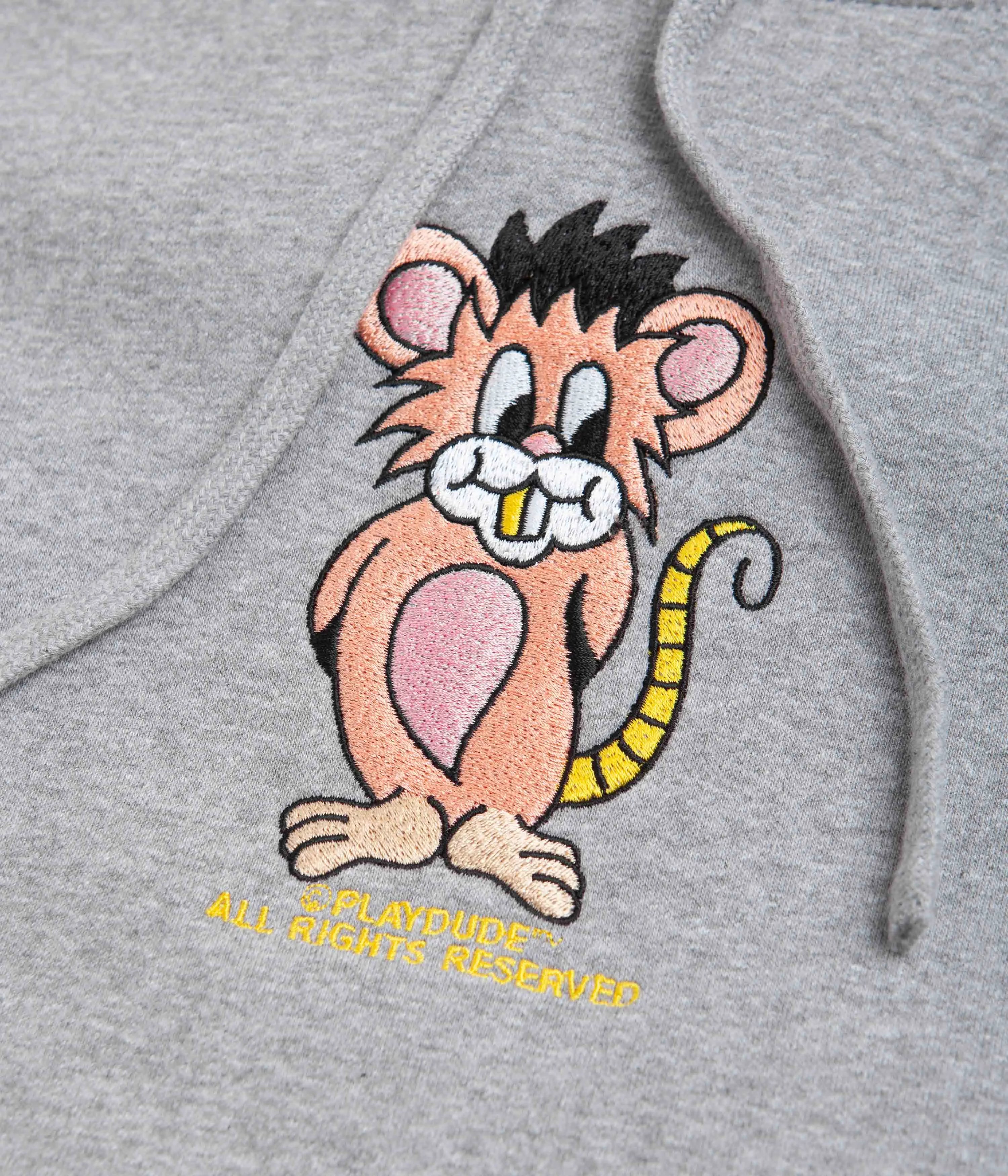 Playdude Rat Pullover Hoodie - Ash Grey