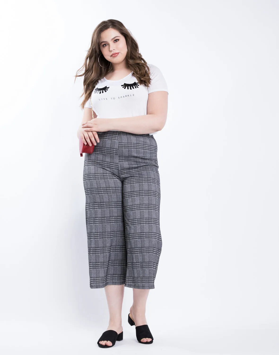 Plus Size Plaid Cropped Pants