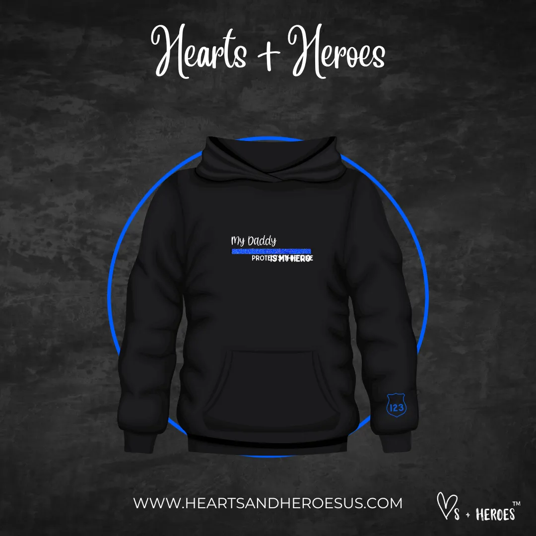 Police - Dad/ Mom is my Hero (Glitter Line) Kids Hoodie