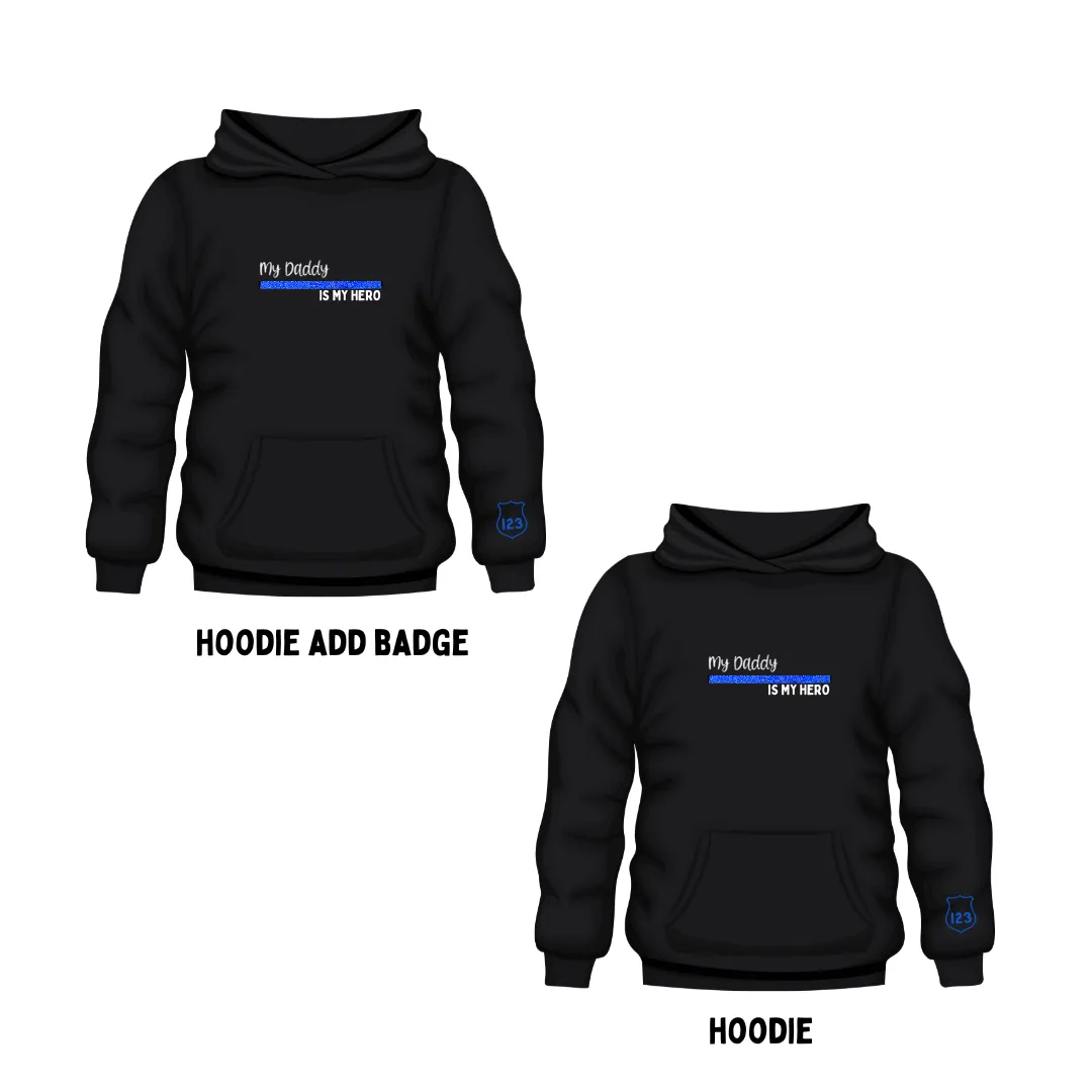 Police - Dad/ Mom is my Hero (Glitter Line) Kids Hoodie