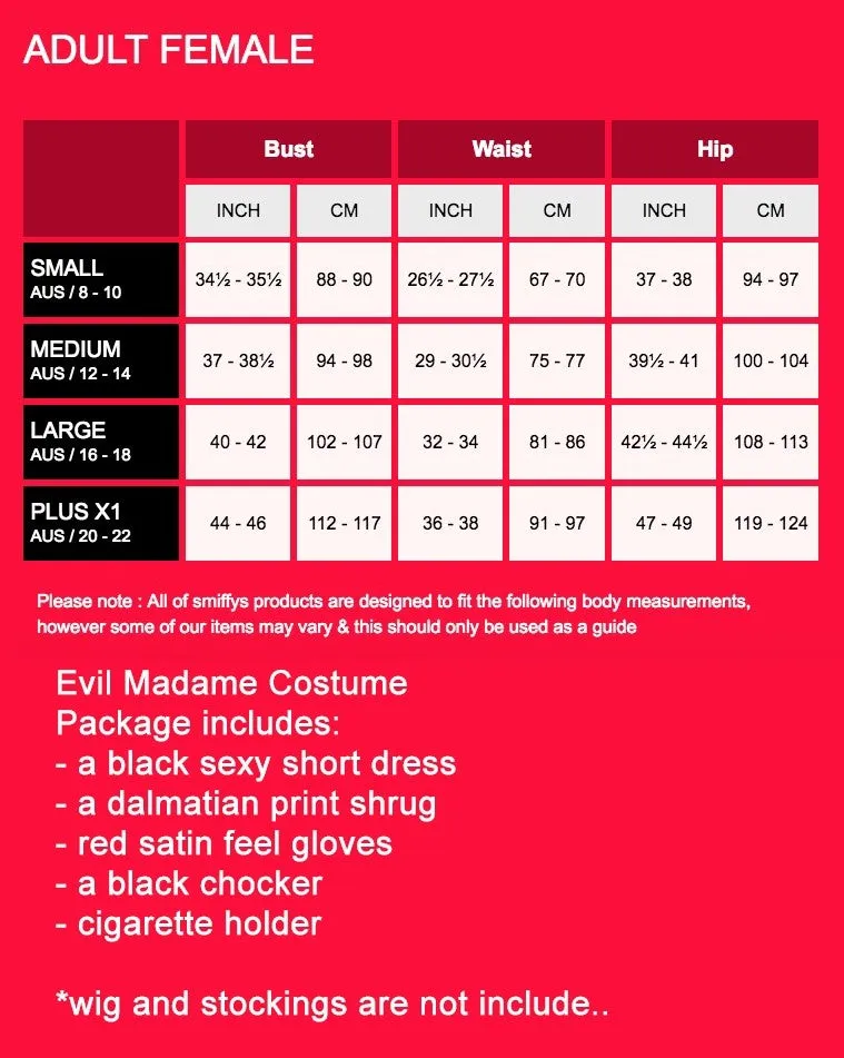 Premium Ladies' Evil 101 Dalmatians Madame Cruella De Vil Costume