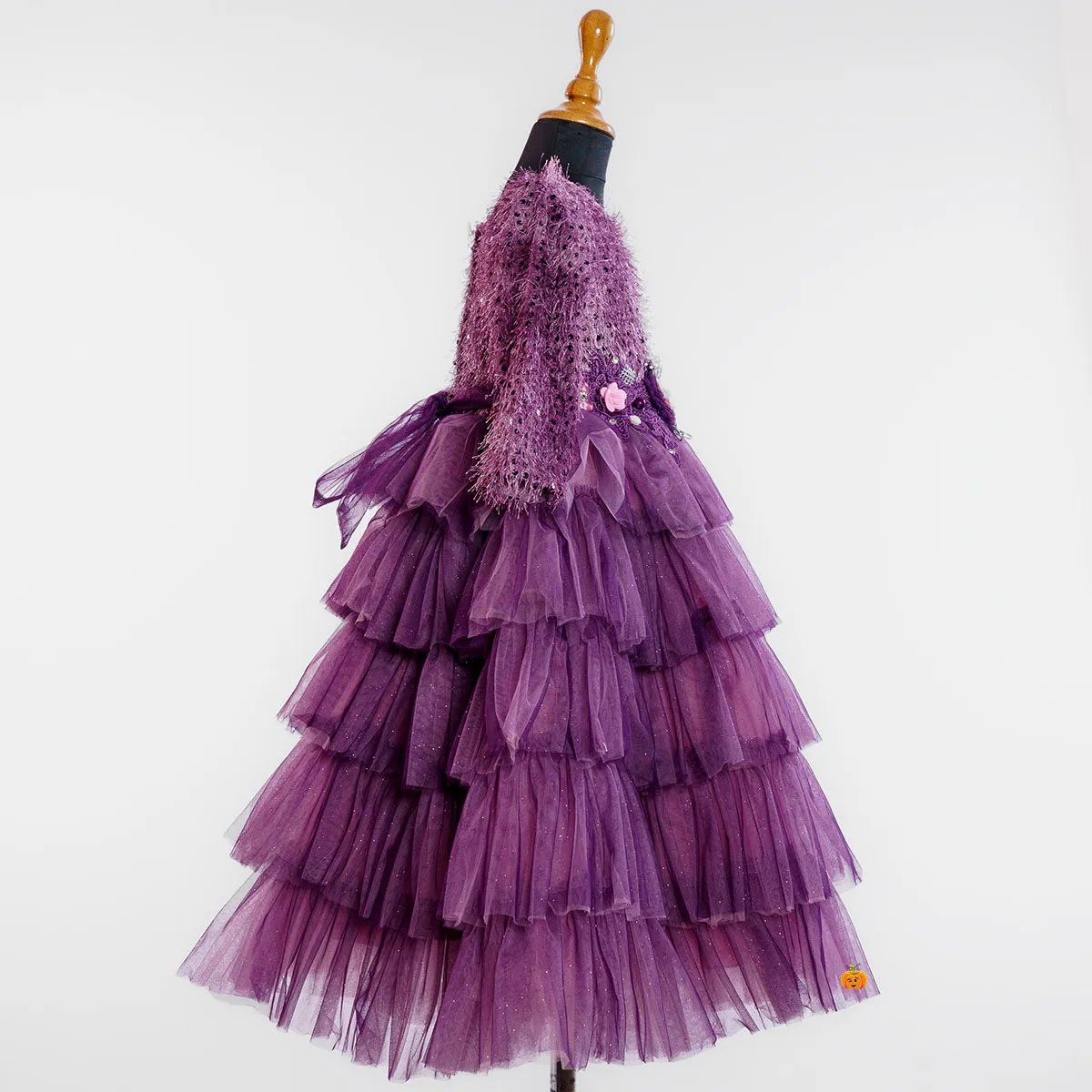 Purple Layered Girls Gown