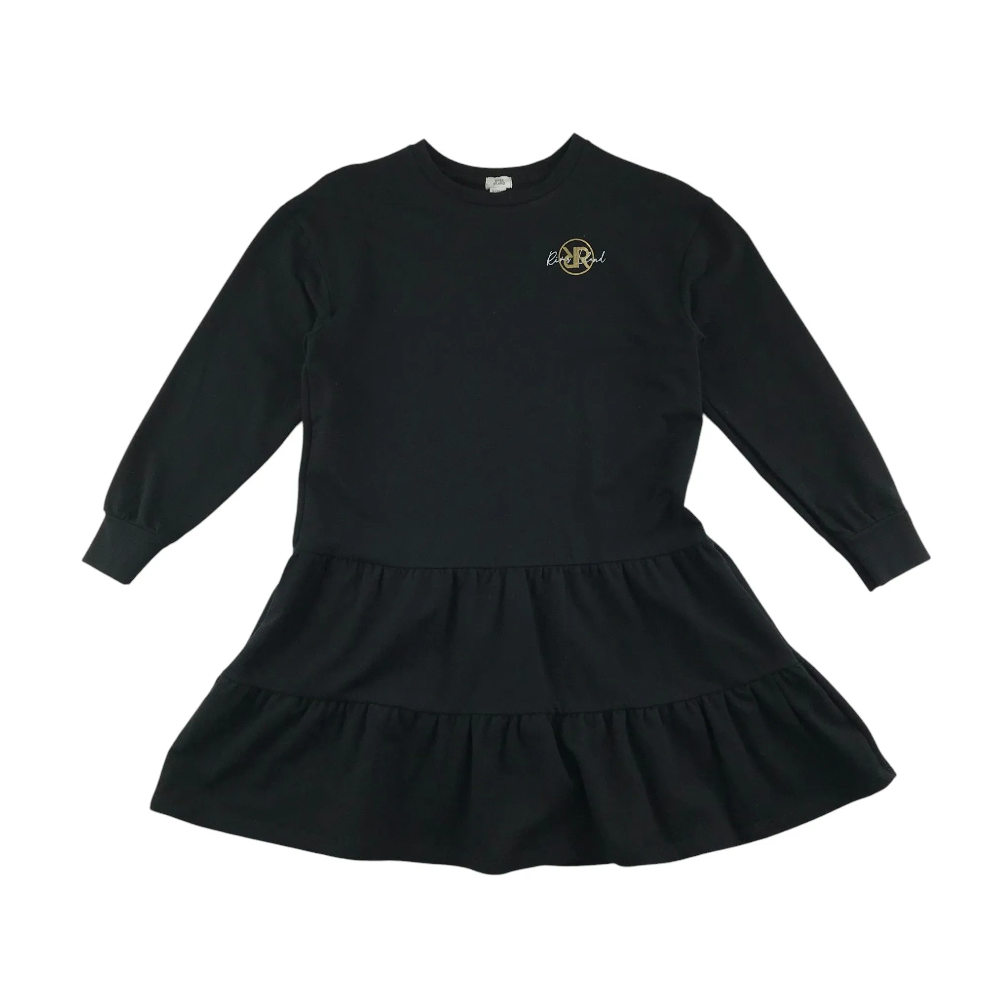 River Island dress 9-10 years black with logo graphic sweatshirt material