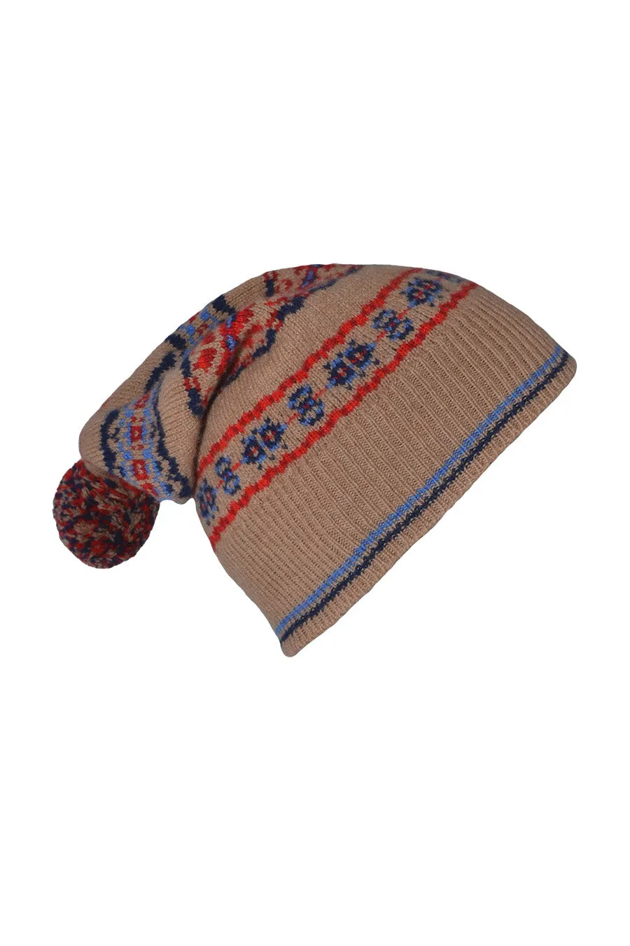 Scalloway Fair isle ski hat - Camel