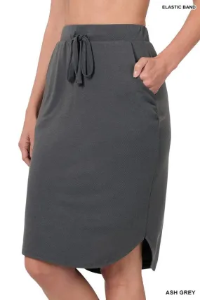 Self Tie Tulip Hem Skirt with Side Pockets