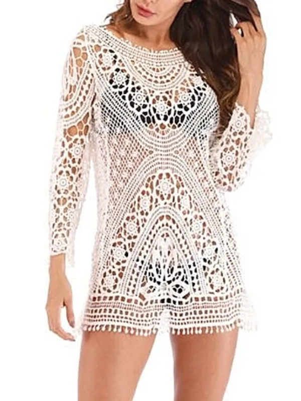 Sexy Openwork Lace Crocheted Halter Dress Sun Protection Bikini Blouse