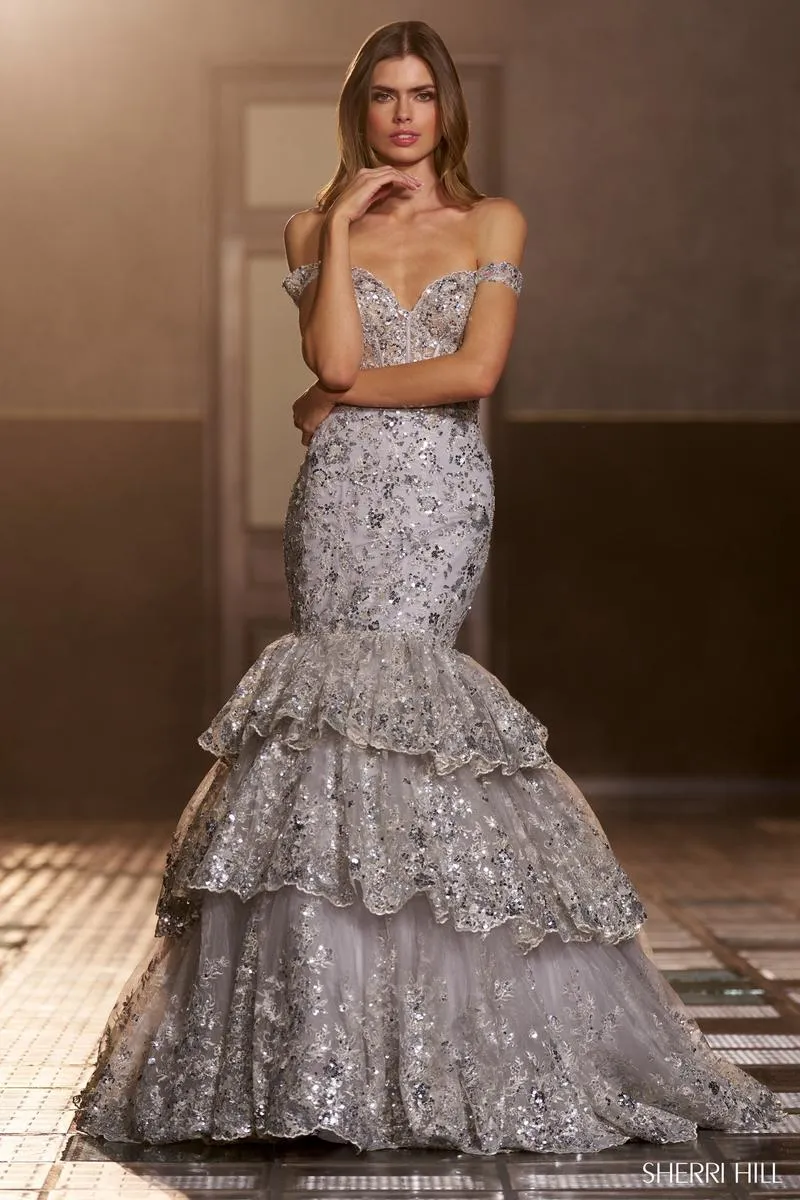 Sherri Hill Off Shoulder Mermaid Gown 56687