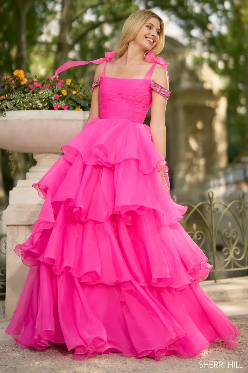 Sherri Hill Ruffle Ball Gown Prom Dress 56927