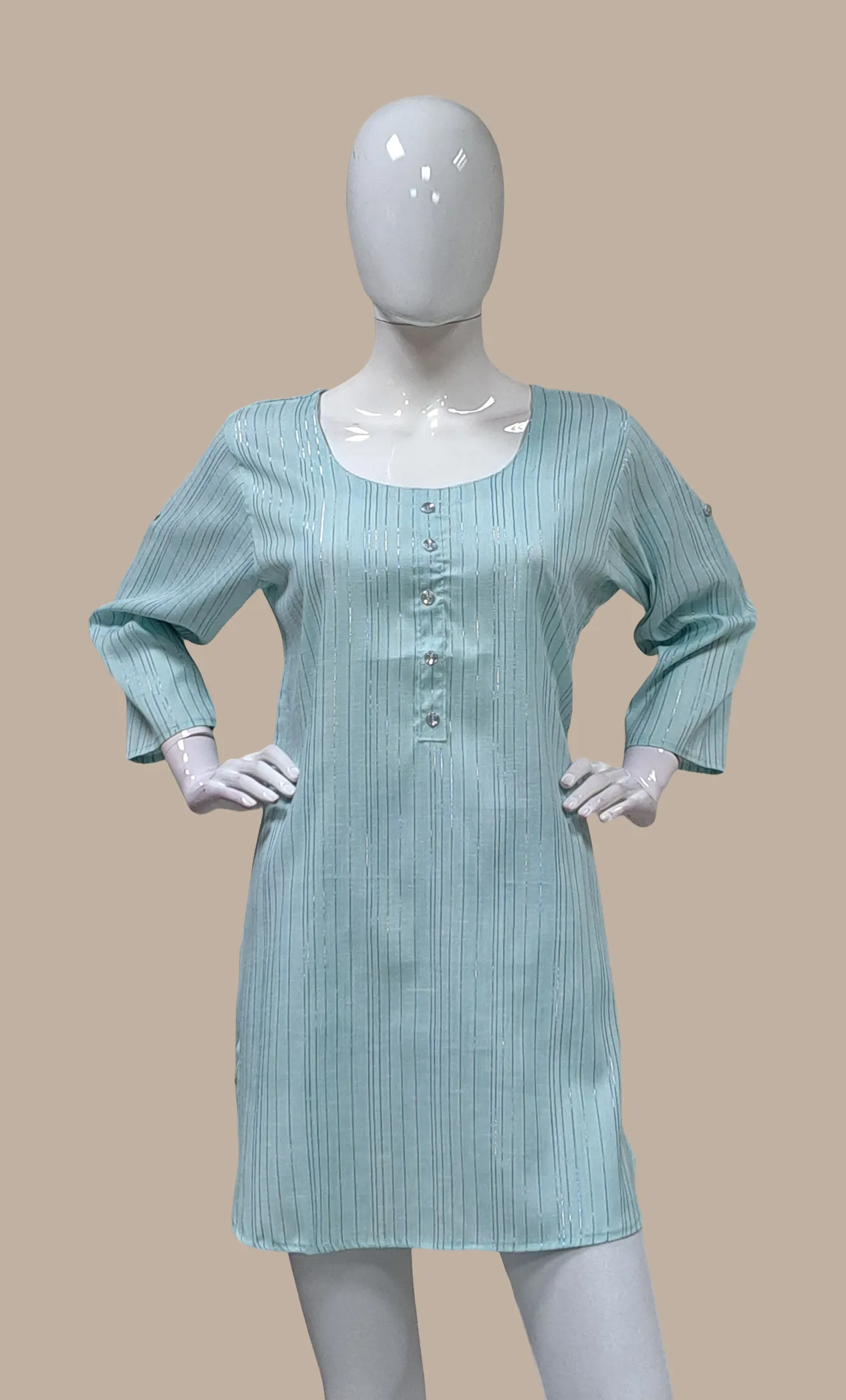 Soft Aqua Printed Kurti Top