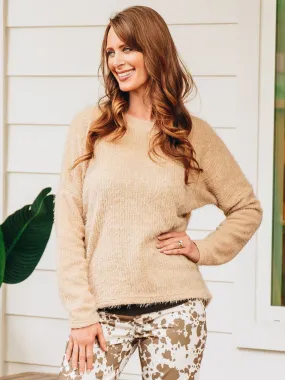 Southern Grace Utmost Comfort Long Sleeve Sweater, Tan