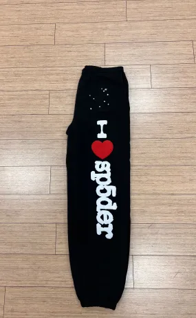 Sp5der I HEART SP5 Sweatpants "BLACK HEART" FW23