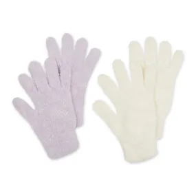 Spa Gloves Set Of 2 - Aloe Infused - Cream/Purple