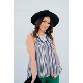 Striped Lace Top Tank