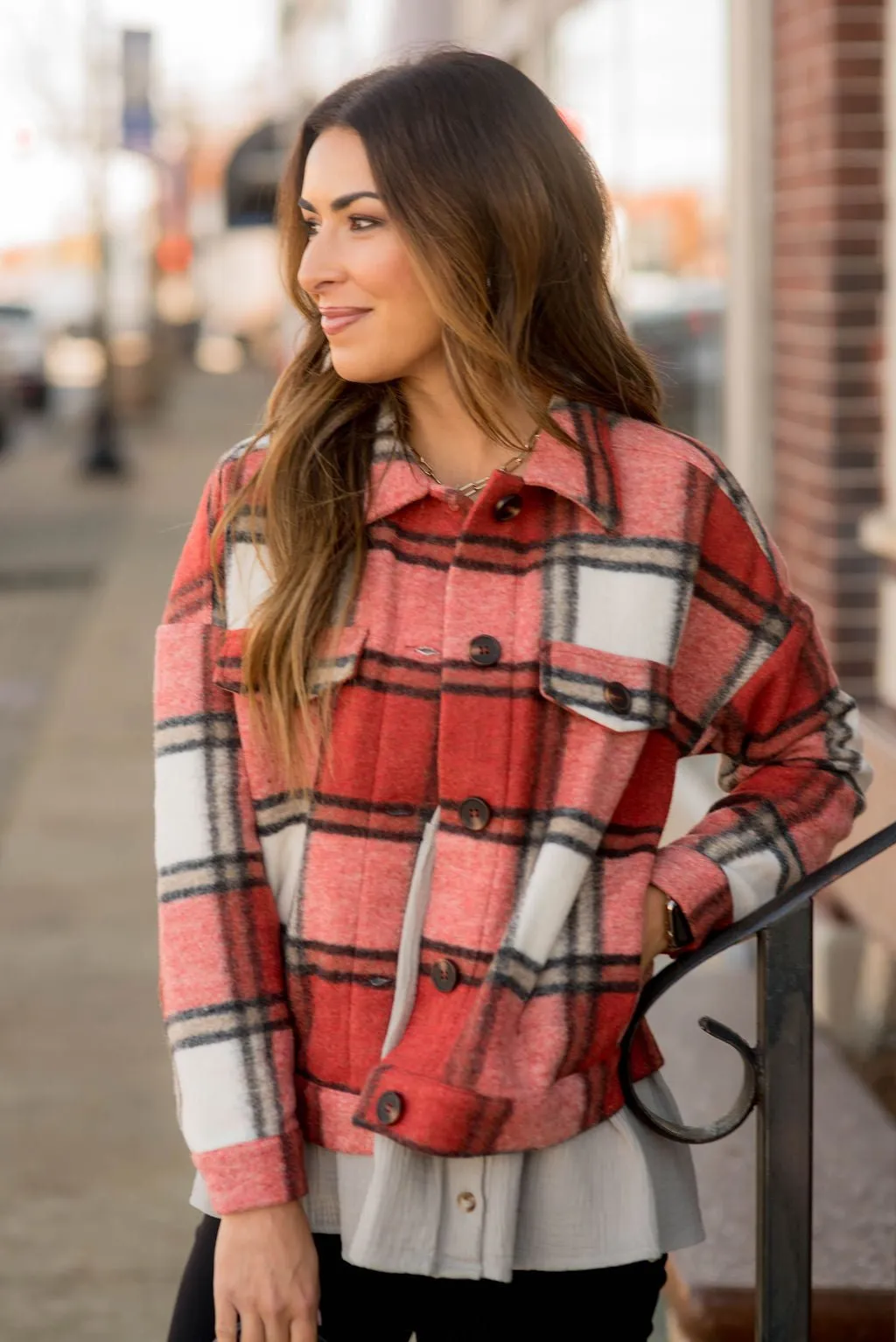 Sugar & Spice Cropped Plaid Shacket