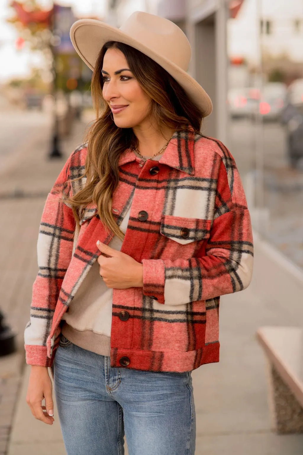 Sugar & Spice Cropped Plaid Shacket