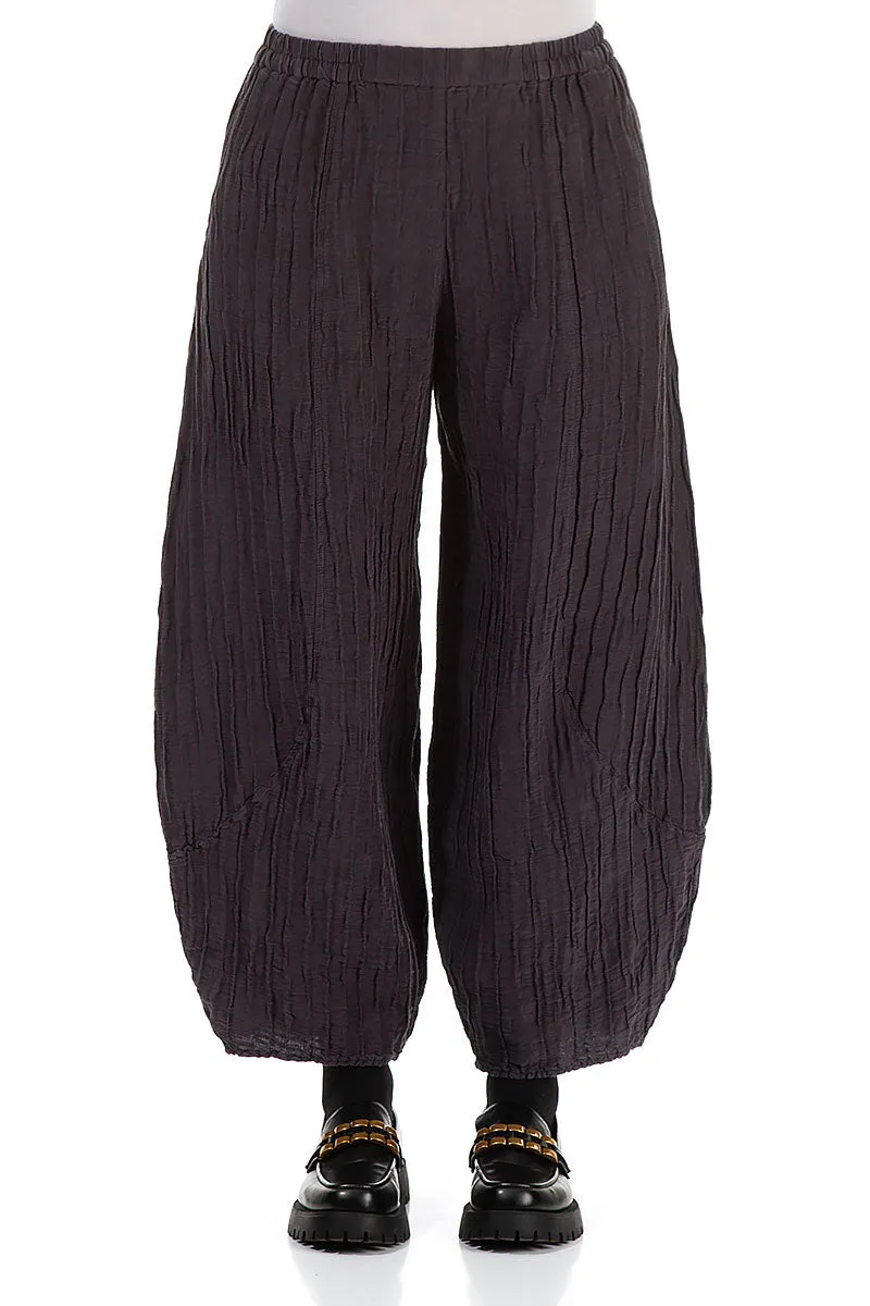 Taper Crinkled Vintage Violet Silk Linen Trousers