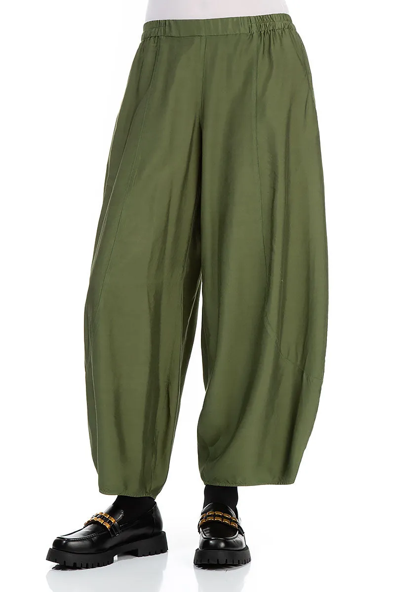 Taper Dark Sage Silk Bamboo Trousers