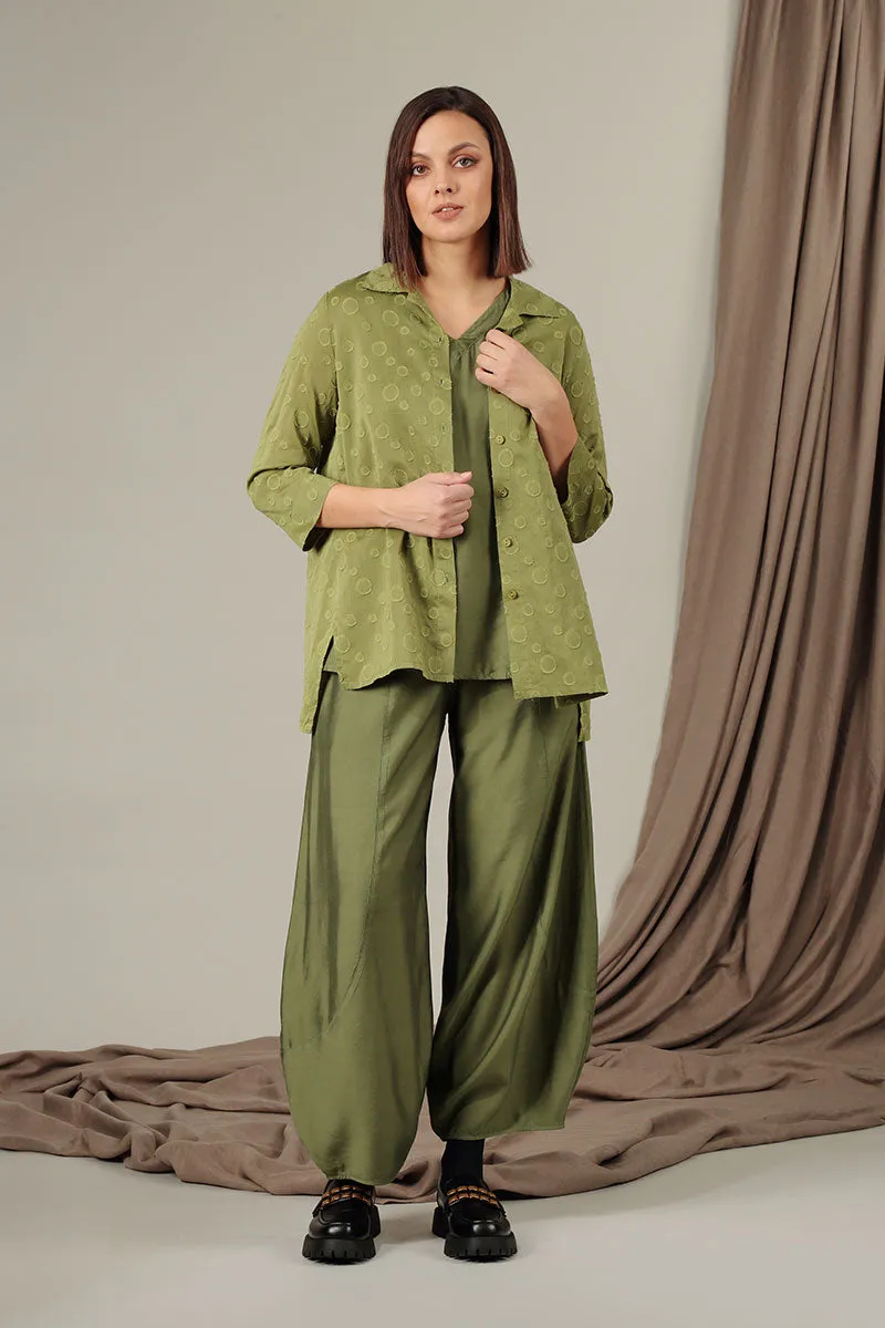 Taper Dark Sage Silk Bamboo Trousers