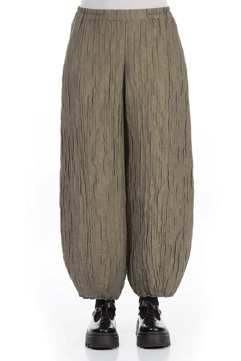 Taper Silver Sage Crinkled Silk Linen Trousers