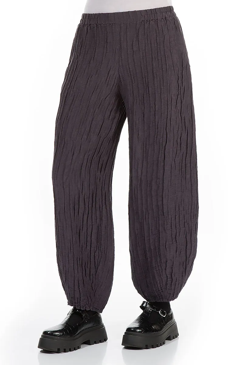 Taper Vintage Violet Crinkled Silk Linen Trousers