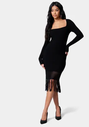 Tassel Fringe Sweater Dress