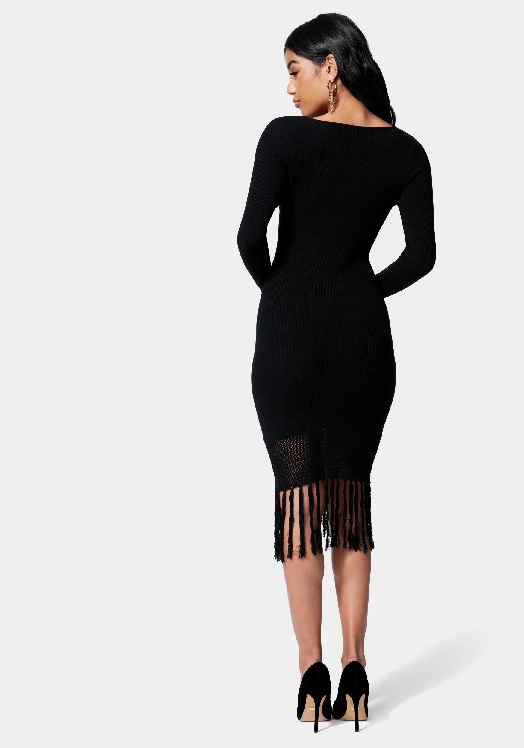 Tassel Fringe Sweater Dress