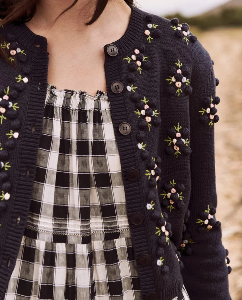 The Great - The Petal Bobble Cardigan in Navy Sky