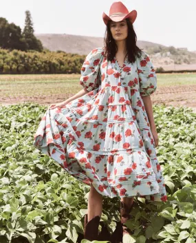 The Great - The Pleated Ravine Dress in Western Rose Print