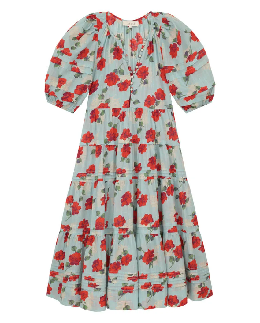 The Great - The Pleated Ravine Dress in Western Rose Print