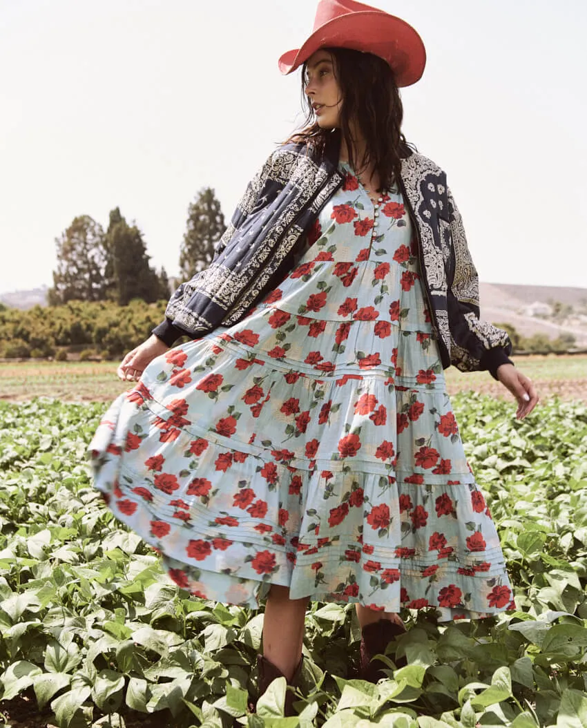 The Great - The Pleated Ravine Dress in Western Rose Print