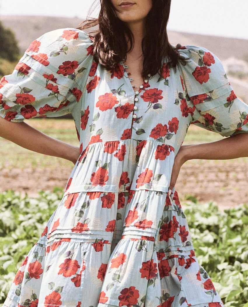 The Great - The Pleated Ravine Dress in Western Rose Print