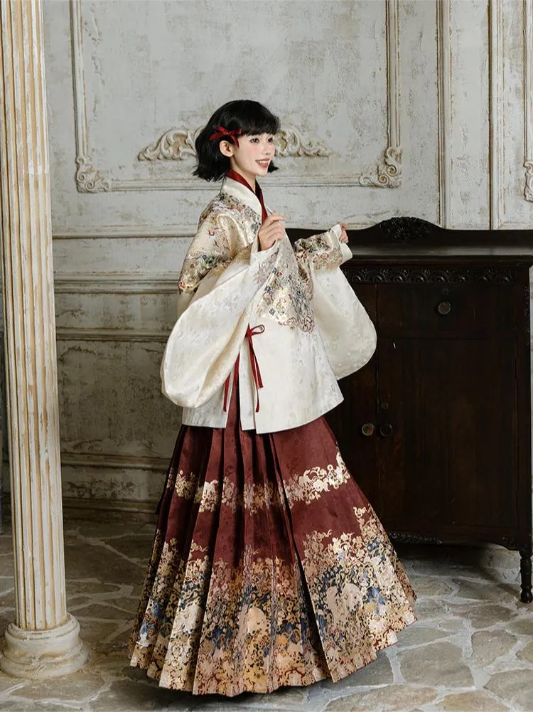 Tianlu Cifu 天禄赐福 Heaven's Blessings Ming Dynasty Jiaoling Ao & Mamian Skirt Set