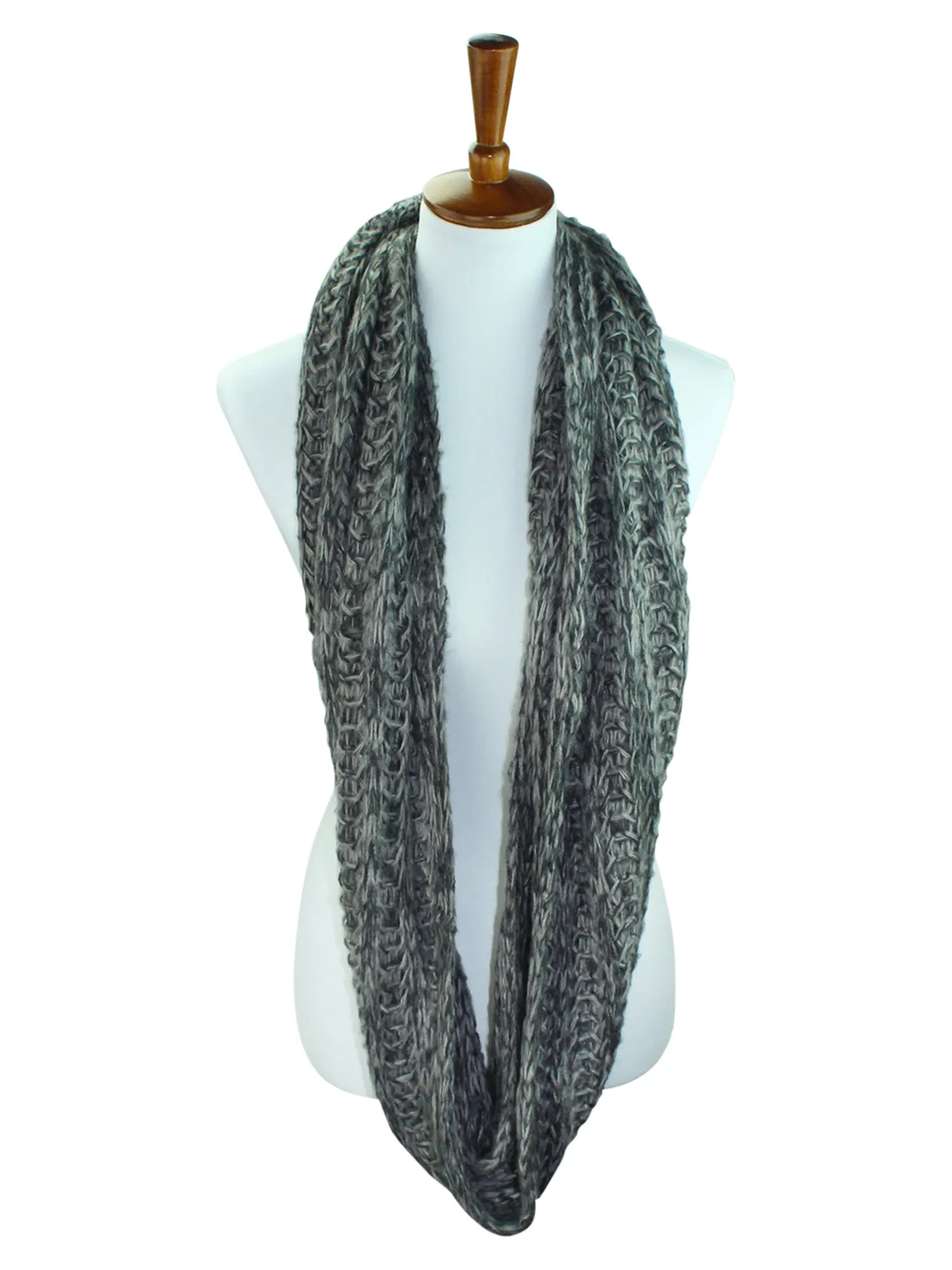 Two-Tone Knit Soft Infinity Scarf