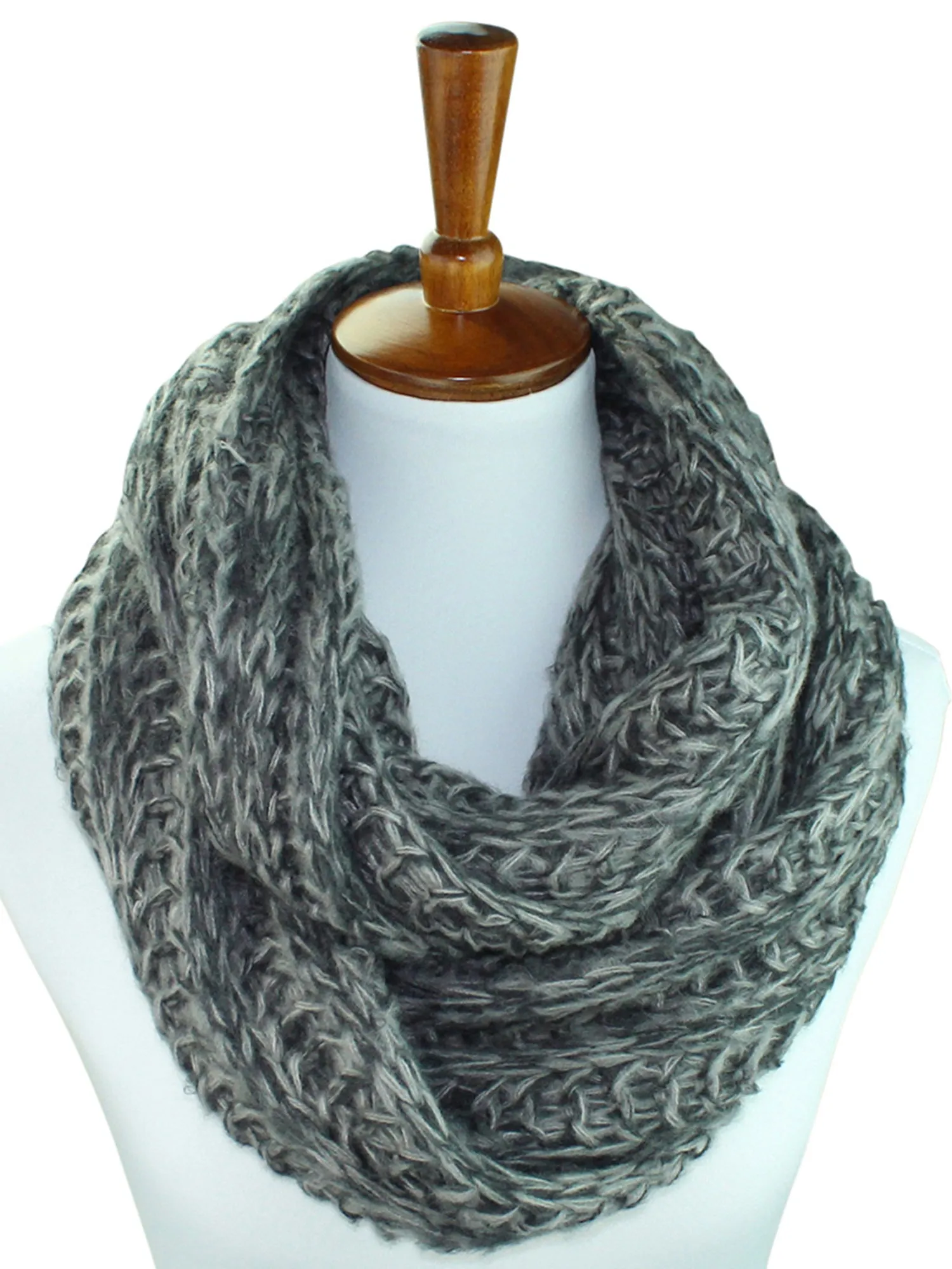 Two-Tone Knit Soft Infinity Scarf