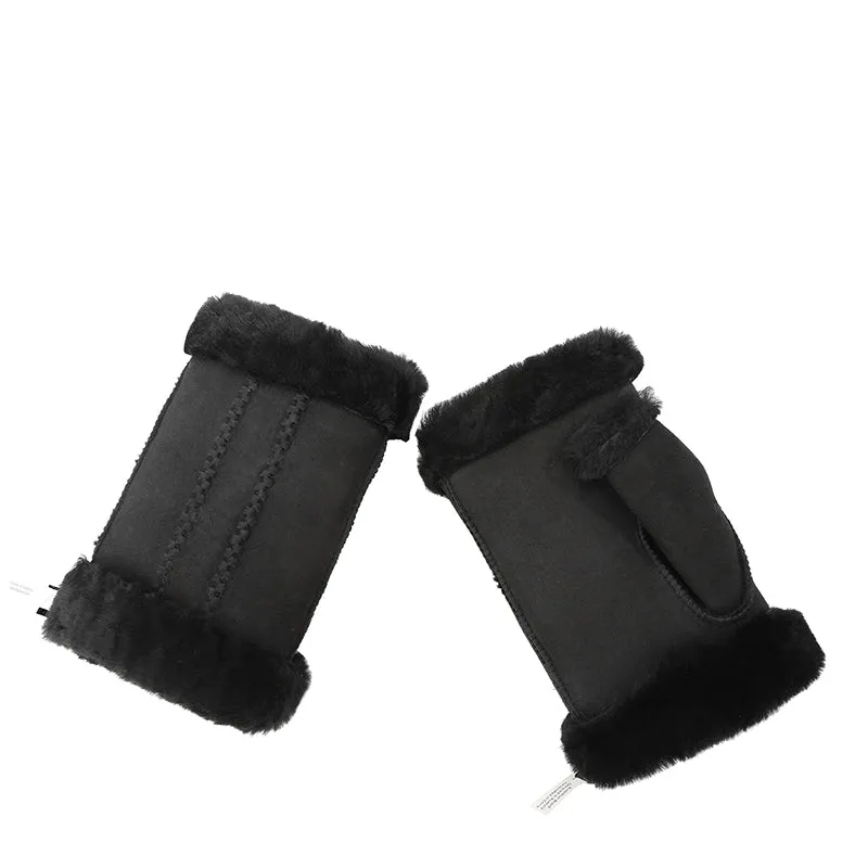 UGG Fluffy Fingerless Wool Mittens