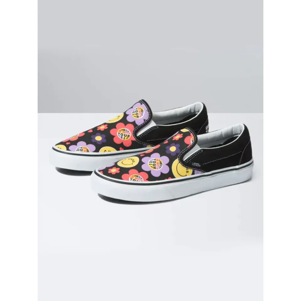 Vans Unisex Classic Radic Happy Slip On Shoes - Black / Multi