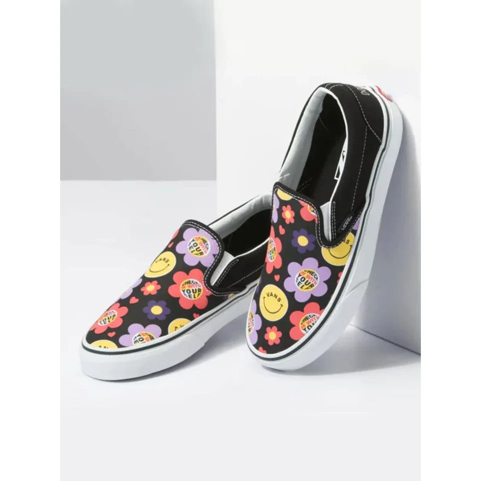 Vans Unisex Classic Radic Happy Slip On Shoes - Black / Multi