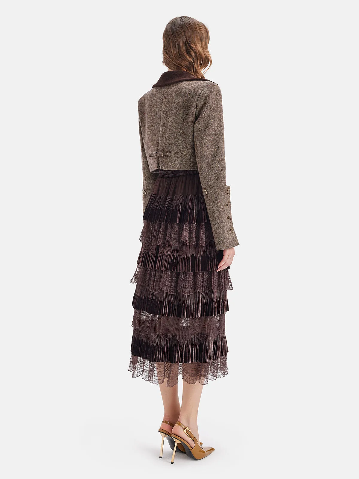 Velvet Lace Patchwork Cake Skirt