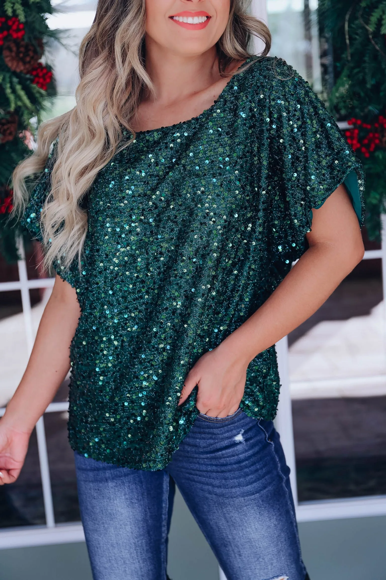 Venus Sequin Top - Green