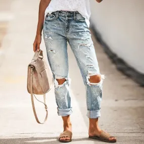 Vintage Ripped Slim Fit Jeans