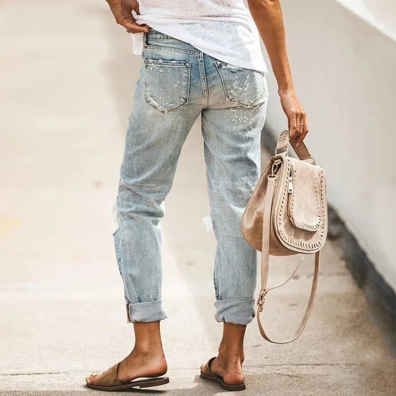 Vintage Ripped Slim Fit Jeans