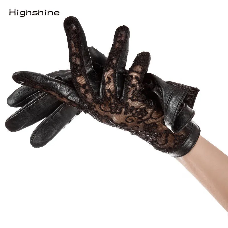 Woman's Lambskin Leather gloves  Lace Summer Car Driving Gloves