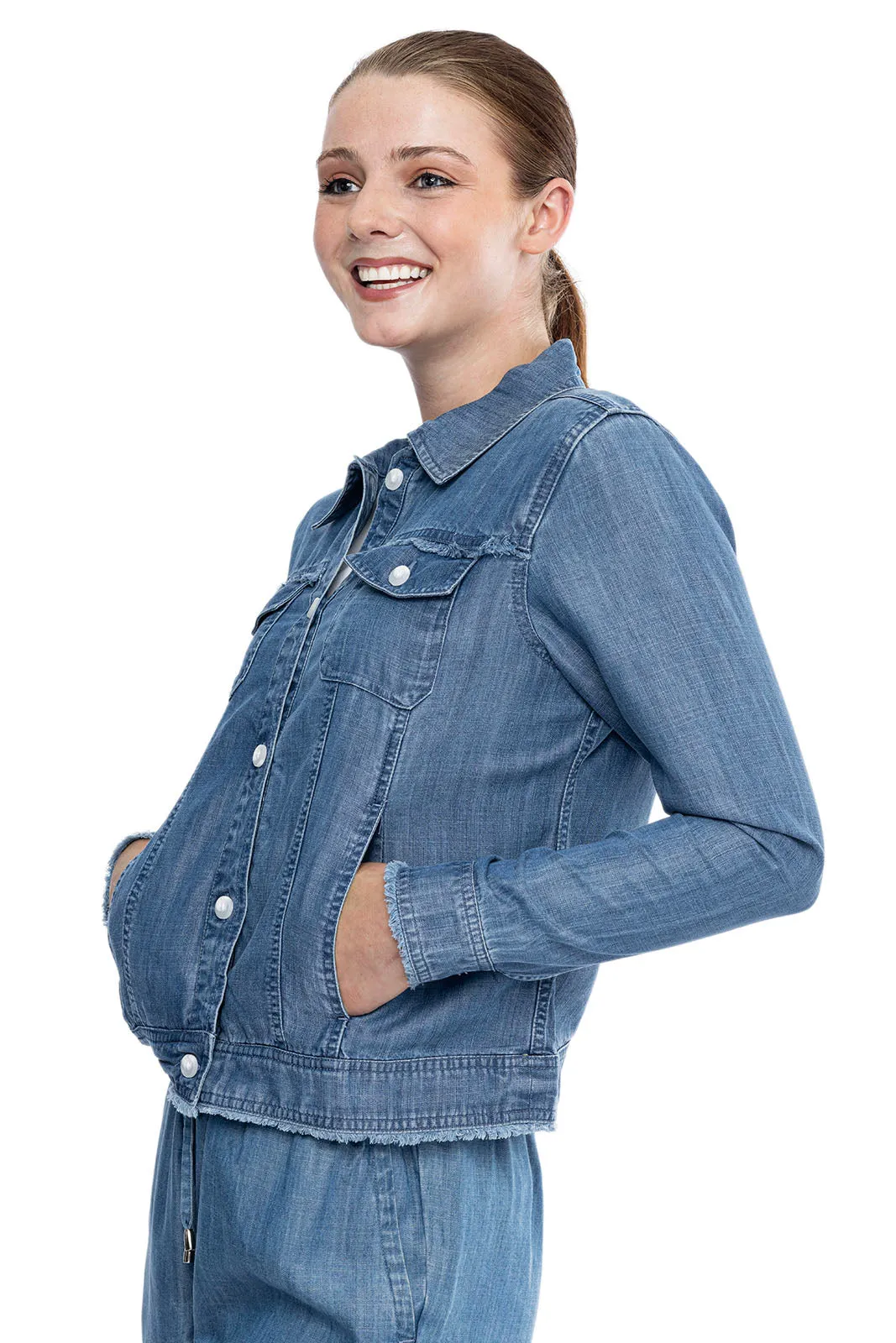 Women's Everglade Chambray Cropped Jacket  |  Light Indigo Chambray