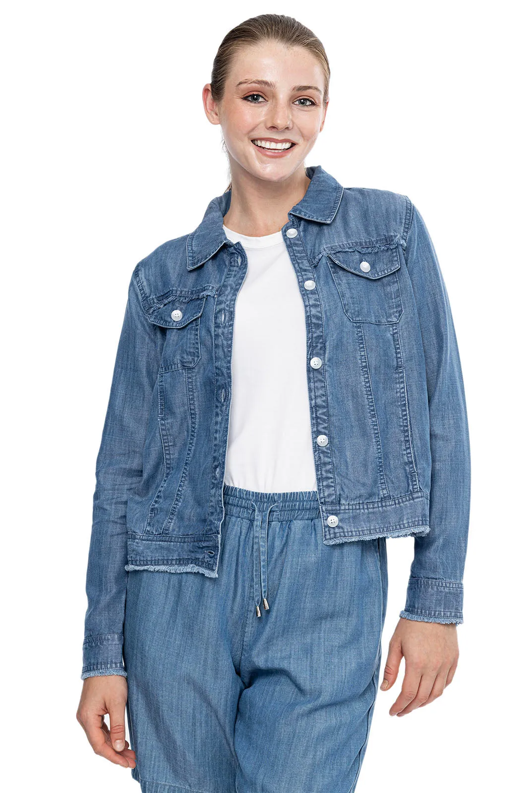 Women's Everglade Chambray Cropped Jacket  |  Light Indigo Chambray