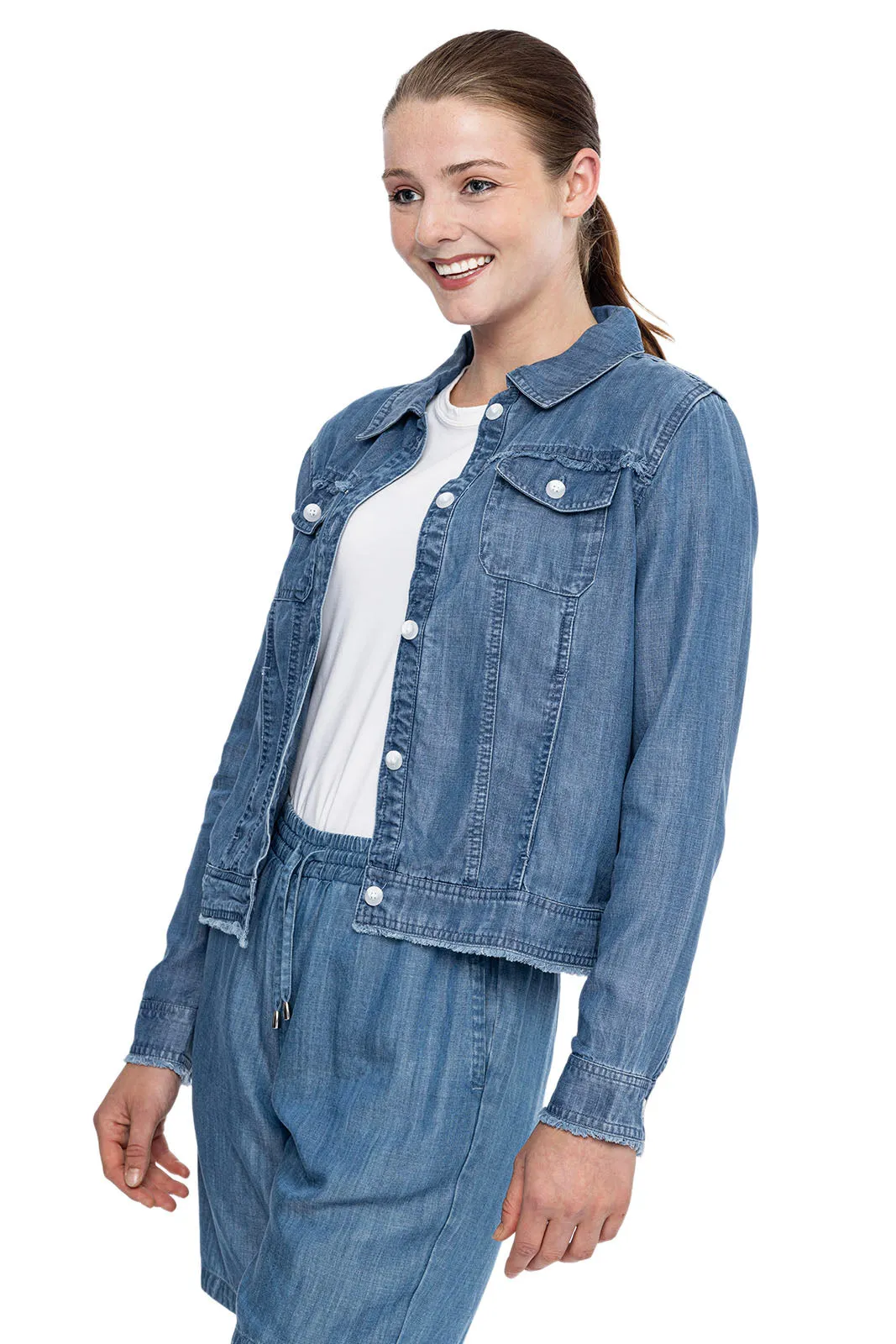 Women's Everglade Chambray Cropped Jacket  |  Light Indigo Chambray