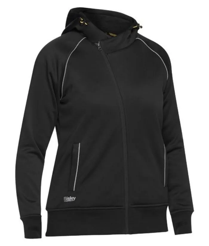 Womens Fleece Zip Front Hoodie with Sherpa Lining