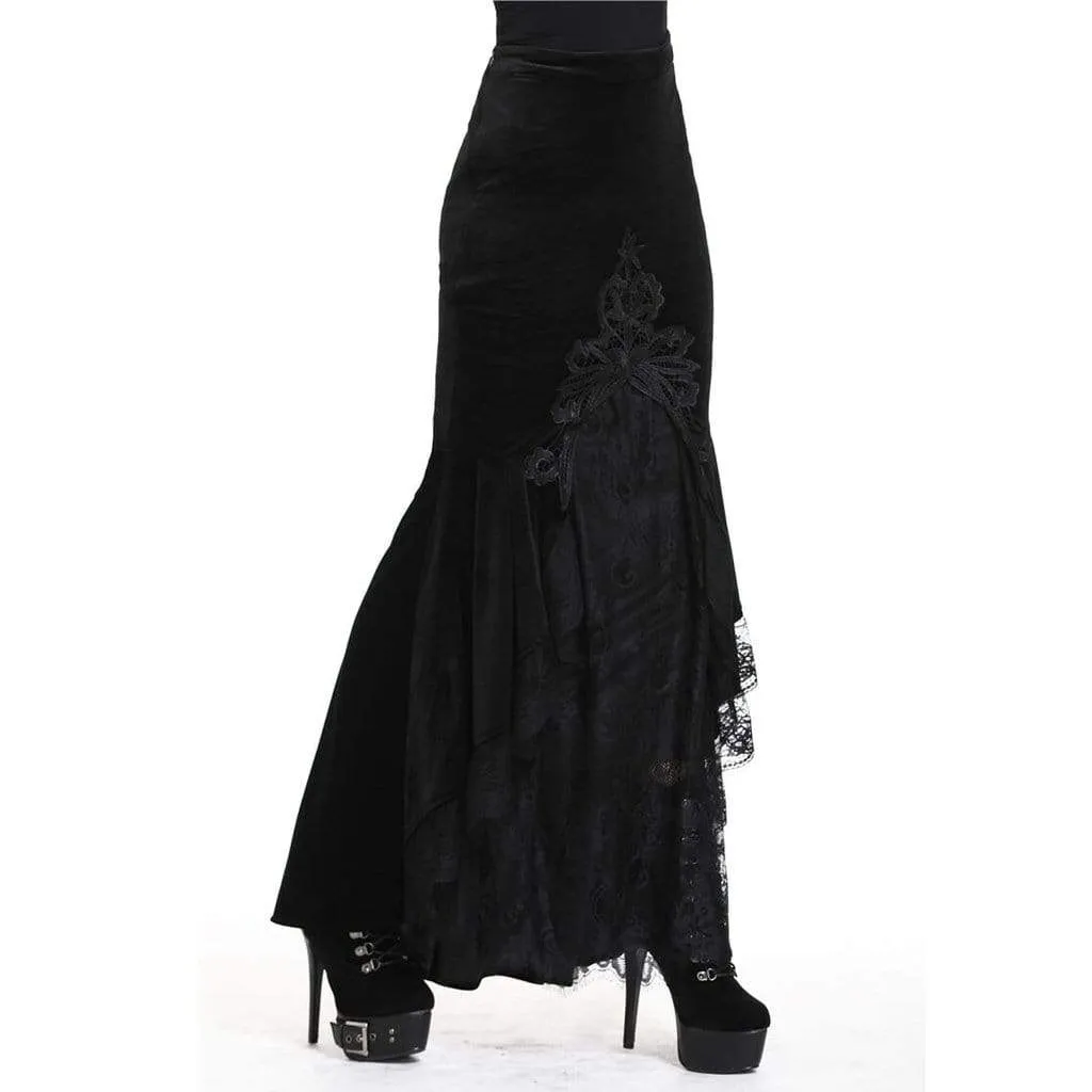 Women's Velour and Lace Goth mermaid Skirt