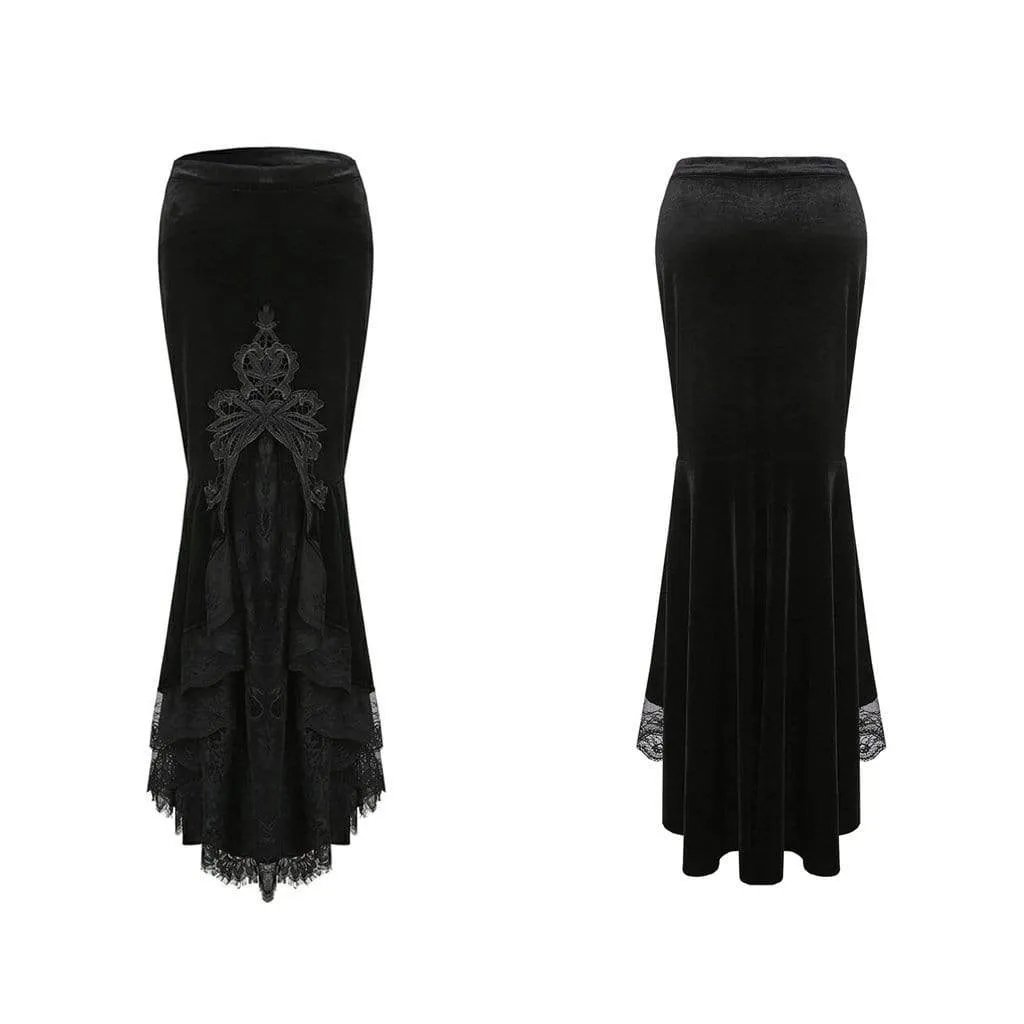 Women's Velour and Lace Goth mermaid Skirt